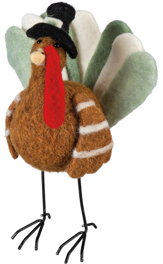 Primitives By Kathy Thanksgiving Standing Felt Pilgrim Turkey Critter