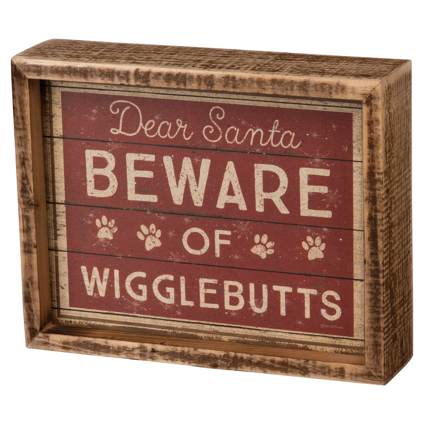 Primitives by Kathy Dear Santa Beware Of Wigglebutts Inset Box Sign