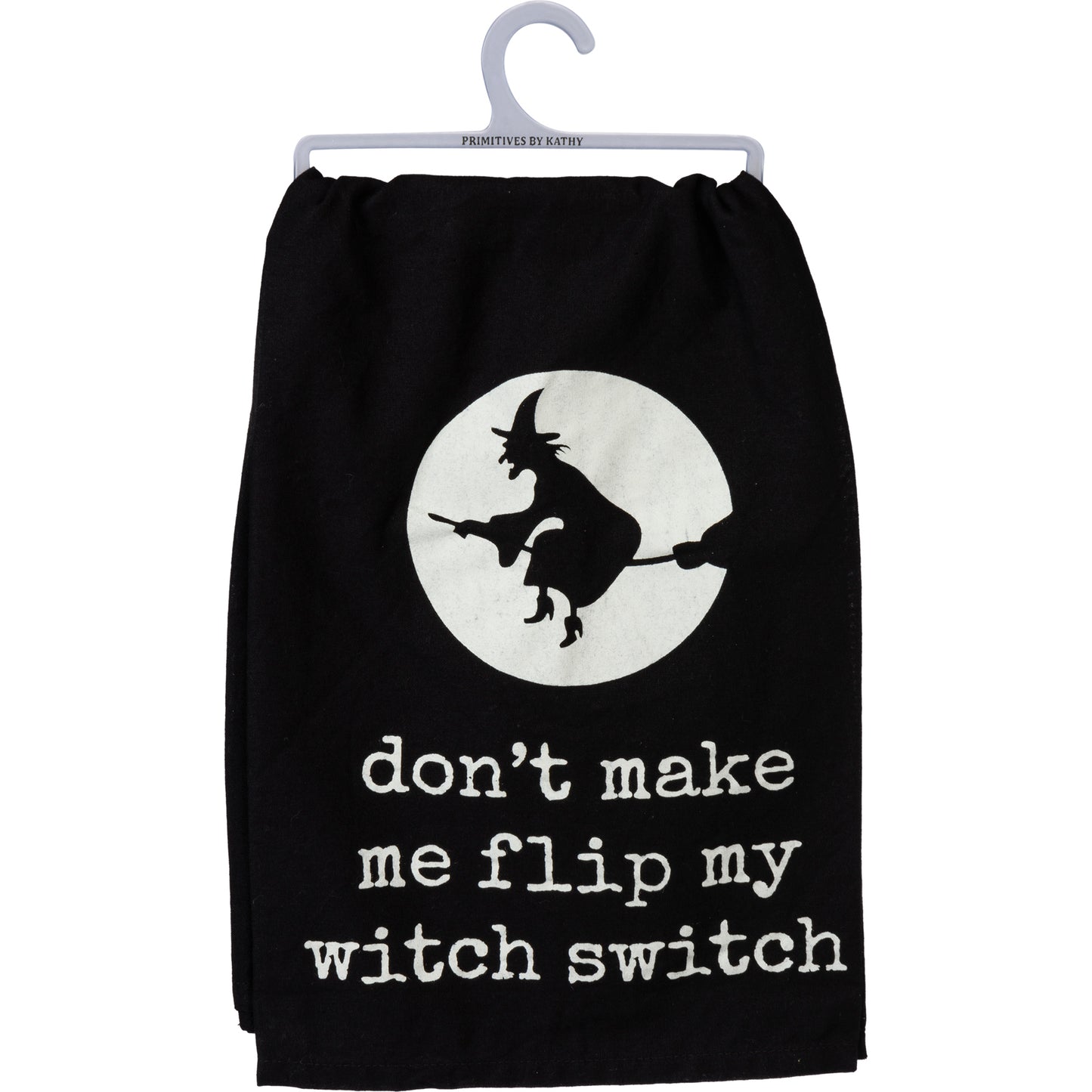 Primitives By Kathy Don't Make Me Flip My Witch Switch Kitchen Towel - 28" x 28"