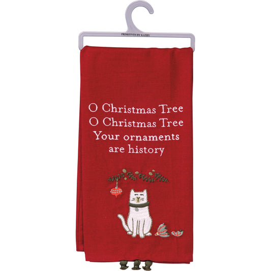 Primitives By Kathy Your Ornaments Are History Cat Kitchen Towel - 20" x 26"