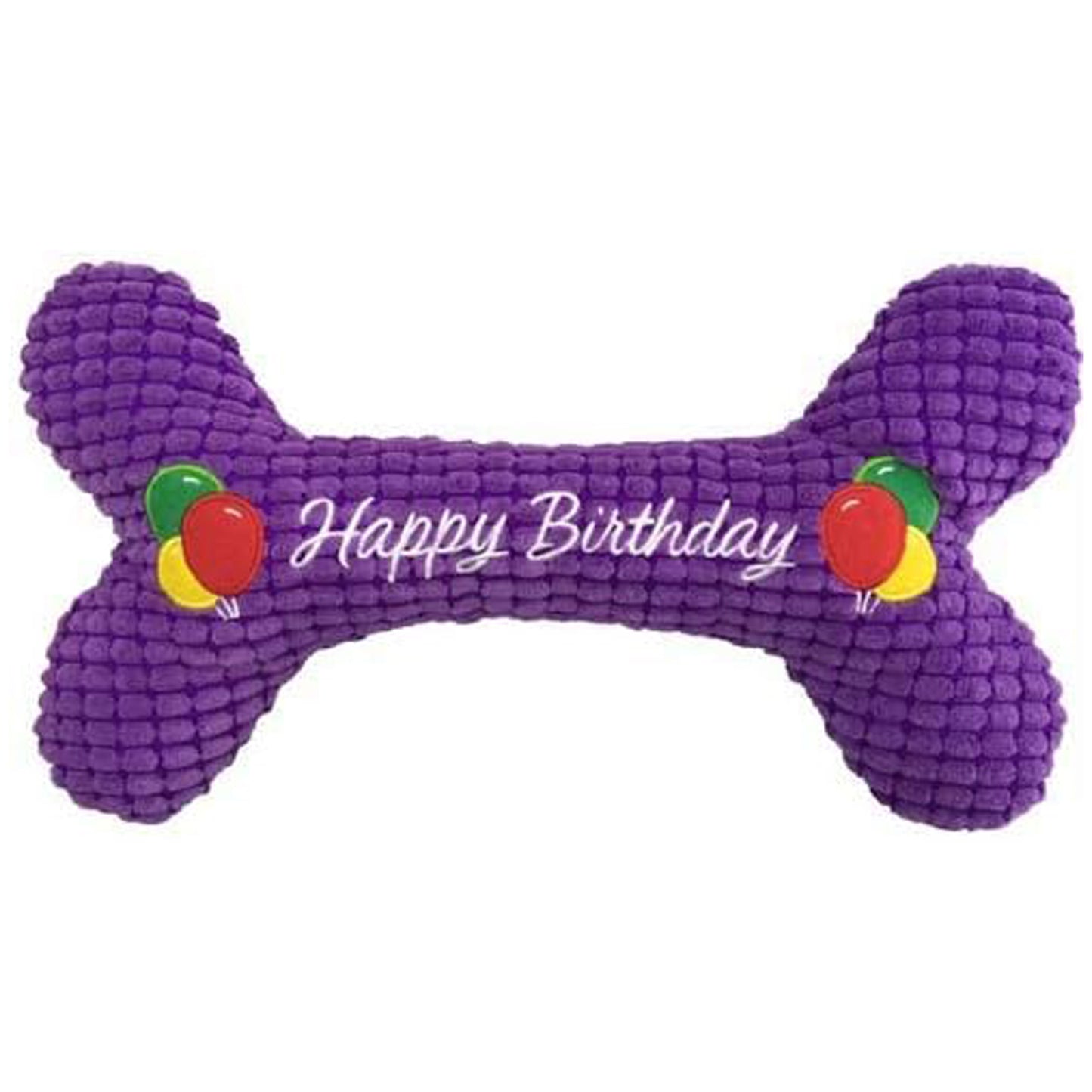 Petlou Pet Plush Chewy Squeaky Happy Birthday Bone - 16"