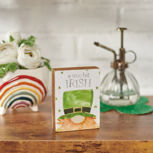 Primitives by Kathy A Wee Bit Irish Block Home Décor Sign