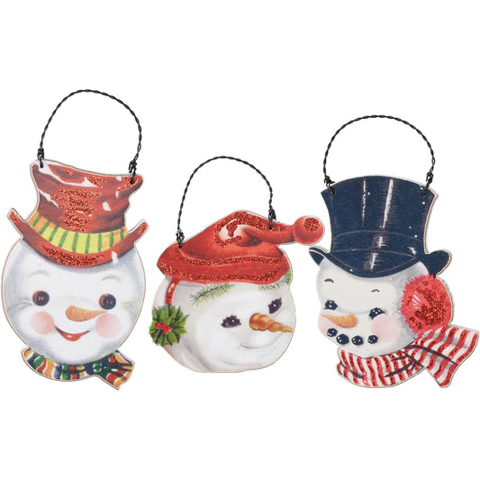 Primitives by Kathy Vintage Snowmen Christmas Ornament Set