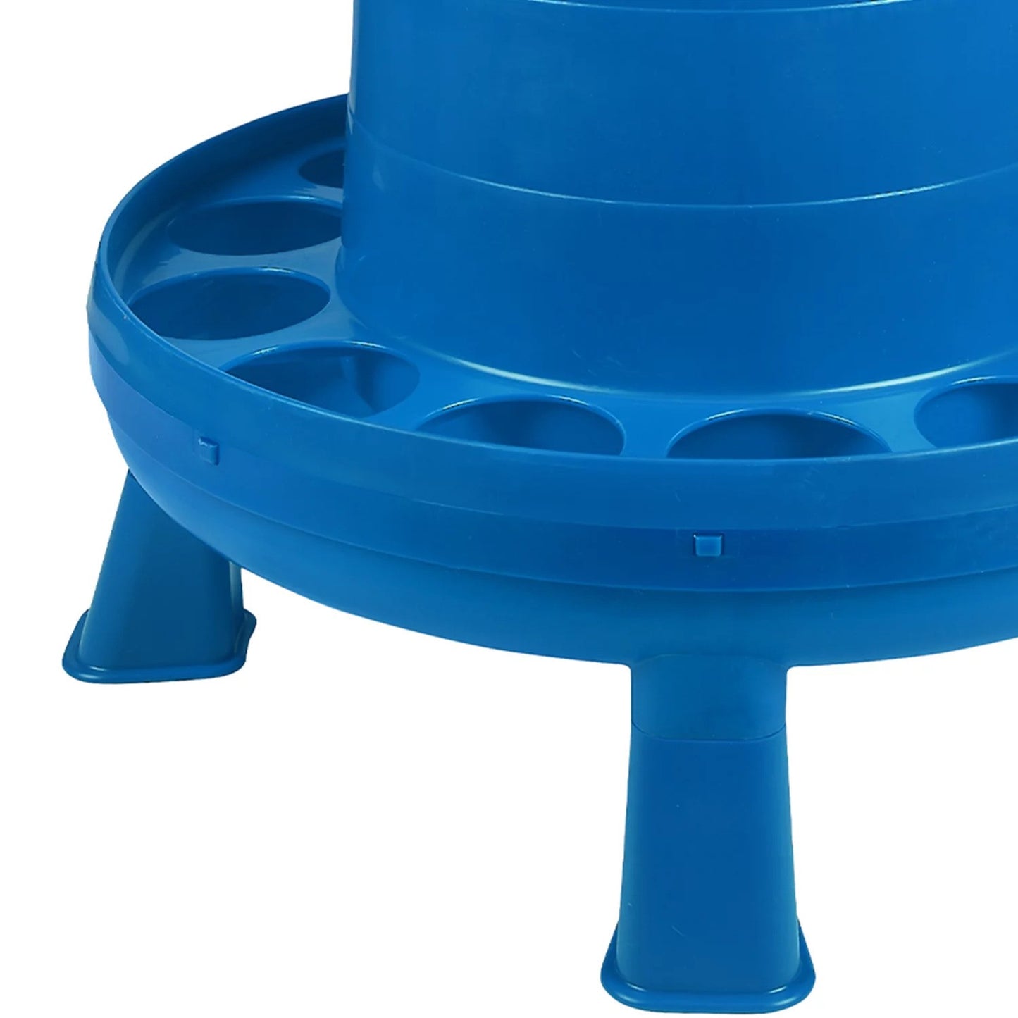 Poultry Feeder with Legs (Blue) - Durable Feeding Container with Carrying Handle for Chickens & Birds (35 Lbs)