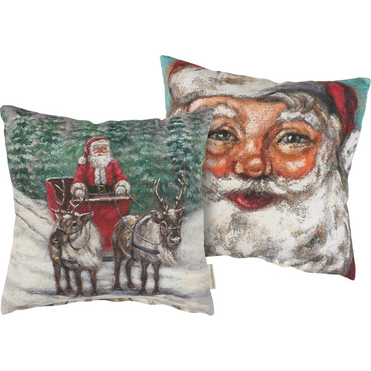 Primitives by Kathy Santa's Sleigh Christmas Pillow- Double Sided - 16" x 16"