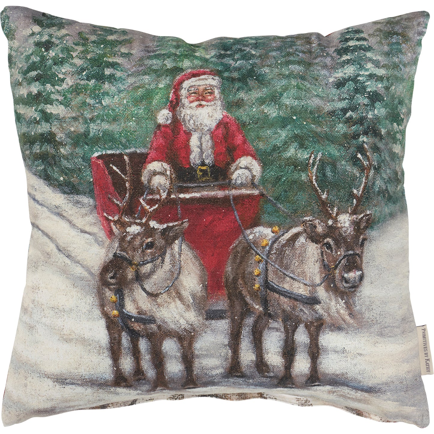 Primitives by Kathy Santa's Sleigh Christmas Pillow- Double Sided - 16" x 16"