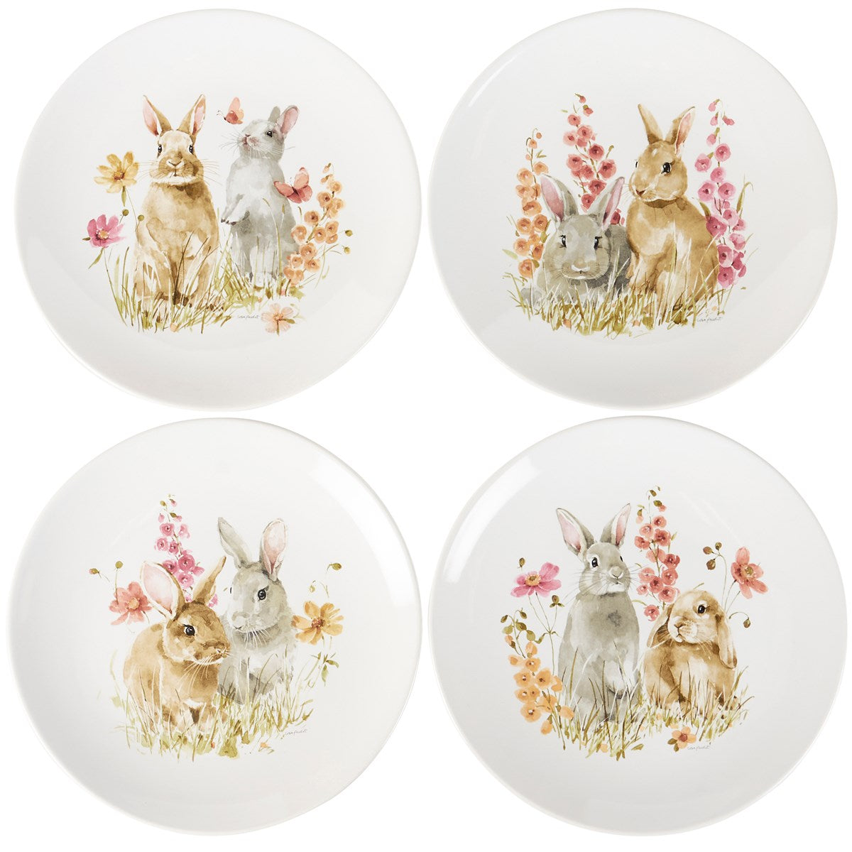 Primitives by Kathy Flower Bunnies Plate Set