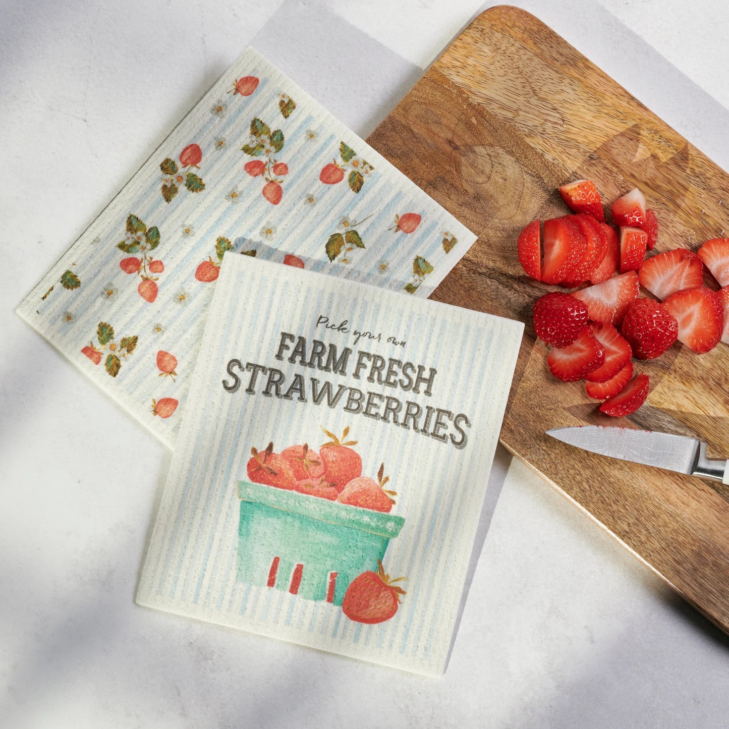 Primitives by Kathy Strawberry Swedish Dishcloth Set