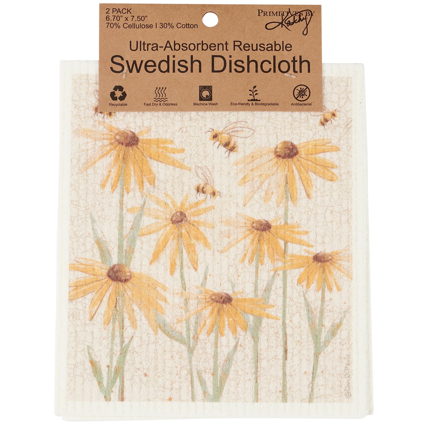 Primitives by Kathy Rustic Floral Swedish Dishcloth Set