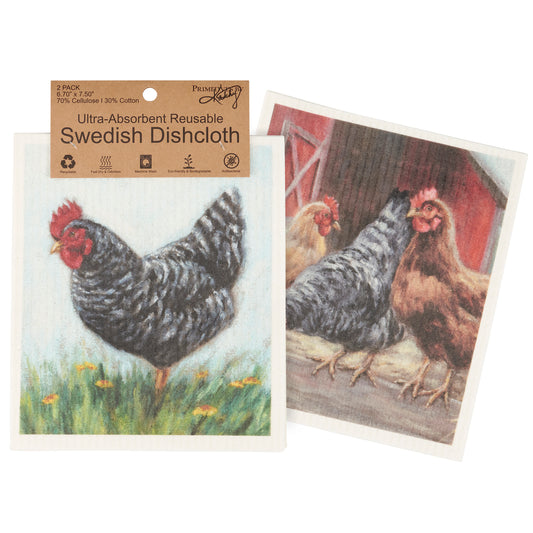 Primitives by Kathy Chickens Swedish Dishcloth Set