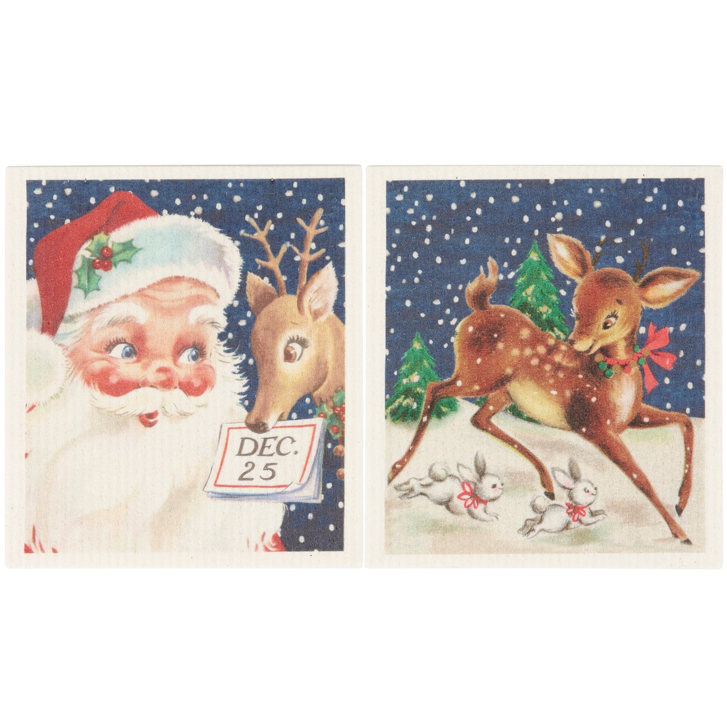 Primitives by Kathy Retro Santa Claus Swedish Dishcloth Set