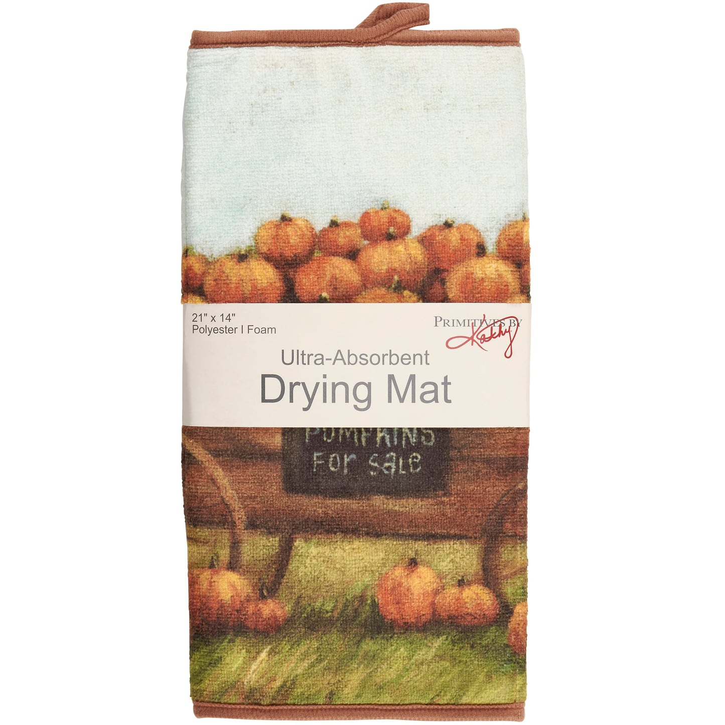 Primitives By Kathy Pumpkin Wagon Drying Mat - 21" x 14"