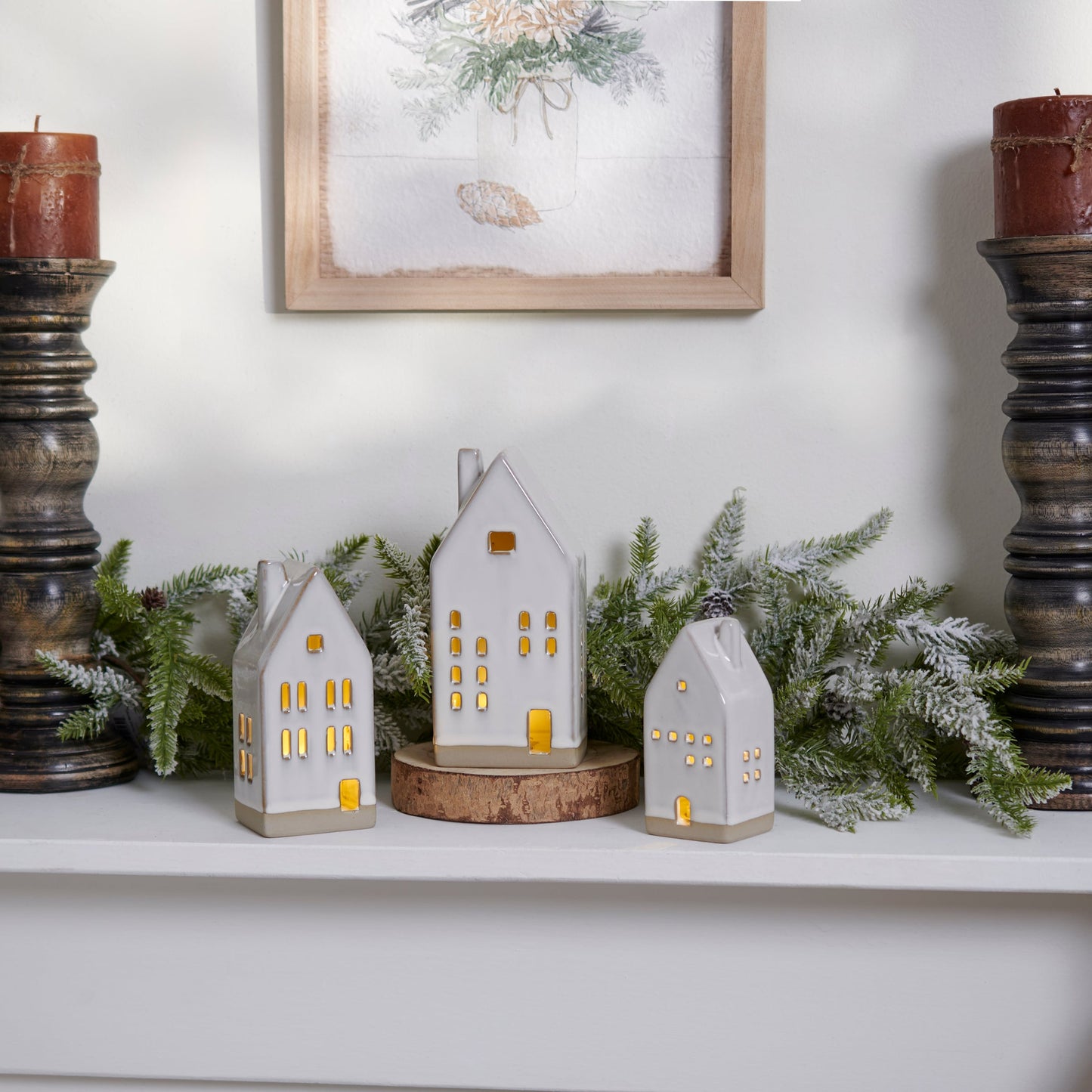 Primitives by Kathy Lighted House Figurine Set
