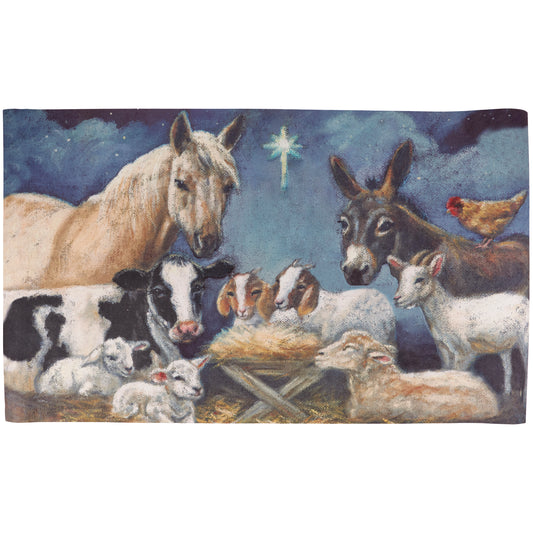 Primitives by Kathy Nativity Rug Christmas Door Mat Rug - 29" x 20" Indoor Outdoor