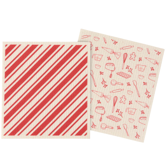 Primitives By Kathy Christmas Baking Swedish Dishcloth Set - 6.75" x 7.50"