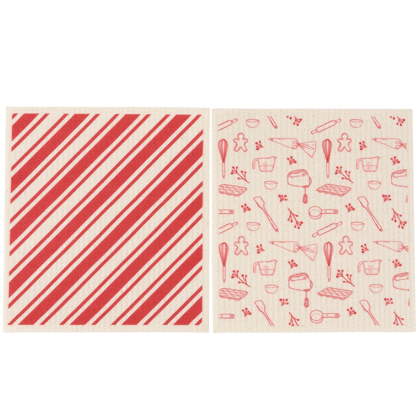 Primitives By Kathy Christmas Baking Swedish Dishcloth Set - 6.75" x 7.50"