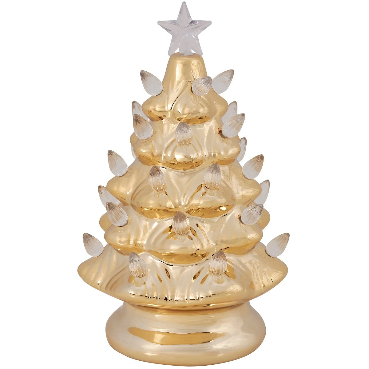 Primitives by Kathy Lighted Gold Ceramic Christmas Tree
