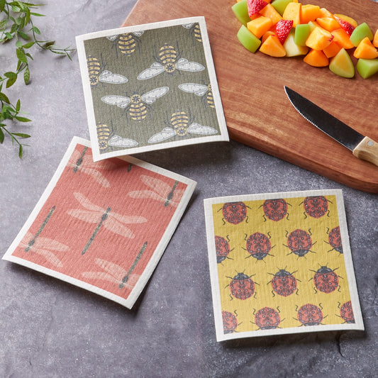 Primitives by Kathy Garden Bug Swedish Dishcloth Set