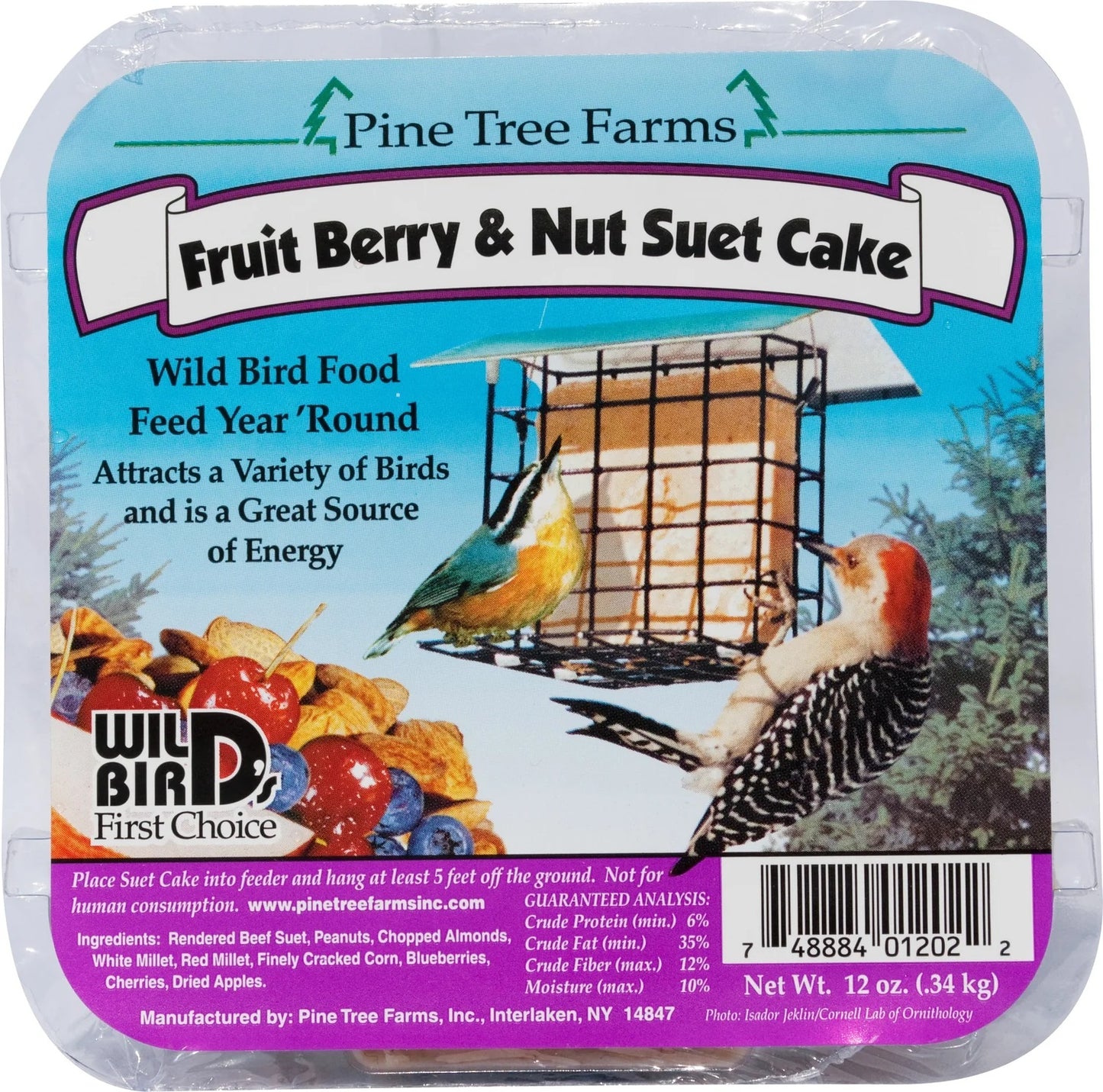 Pine Tree Farms Fruit Berry & Nut Suet Cake 12 oz