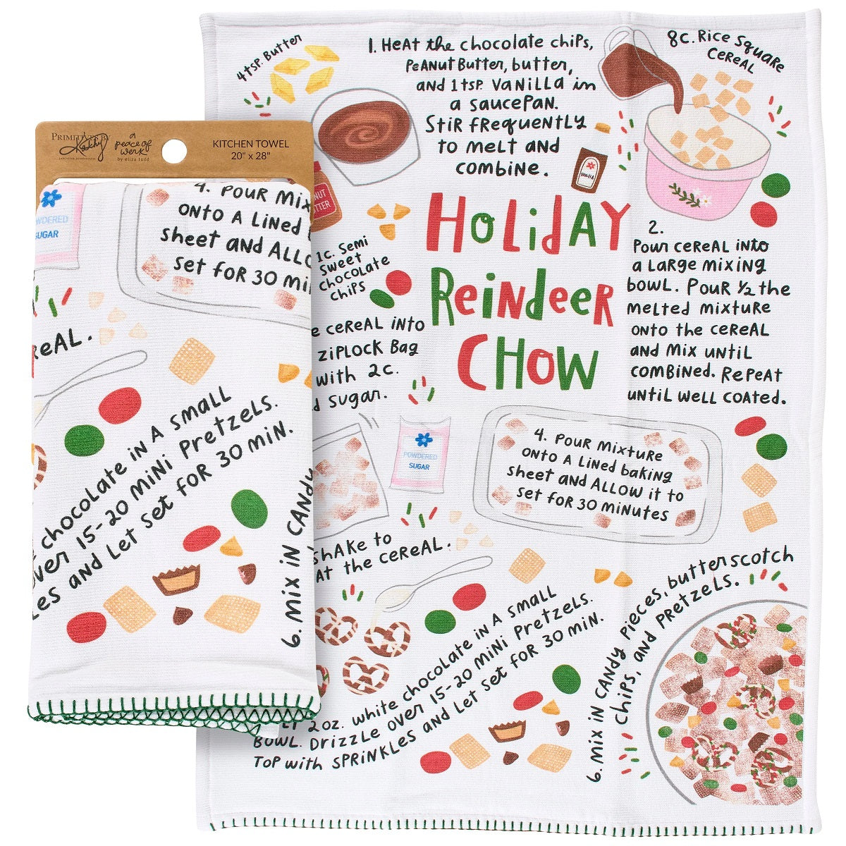 Primitives by Kathy  Holiday Reindeer Chow Kitchen Towel