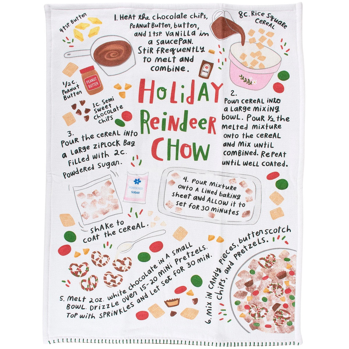 Primitives by Kathy  Holiday Reindeer Chow Kitchen Towel