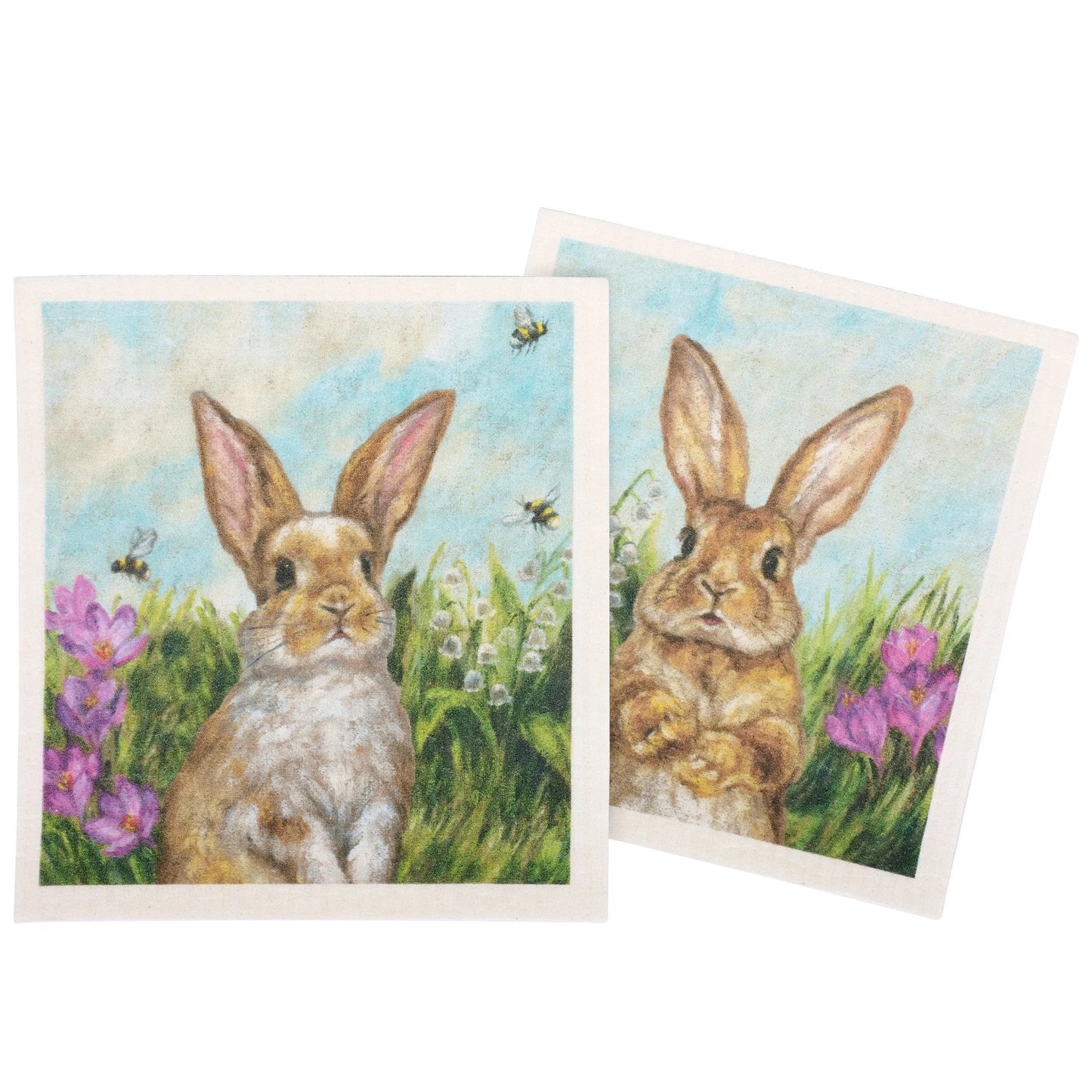Primitives by Kathy Garden Bunnies Swedish Dishcloth Set
