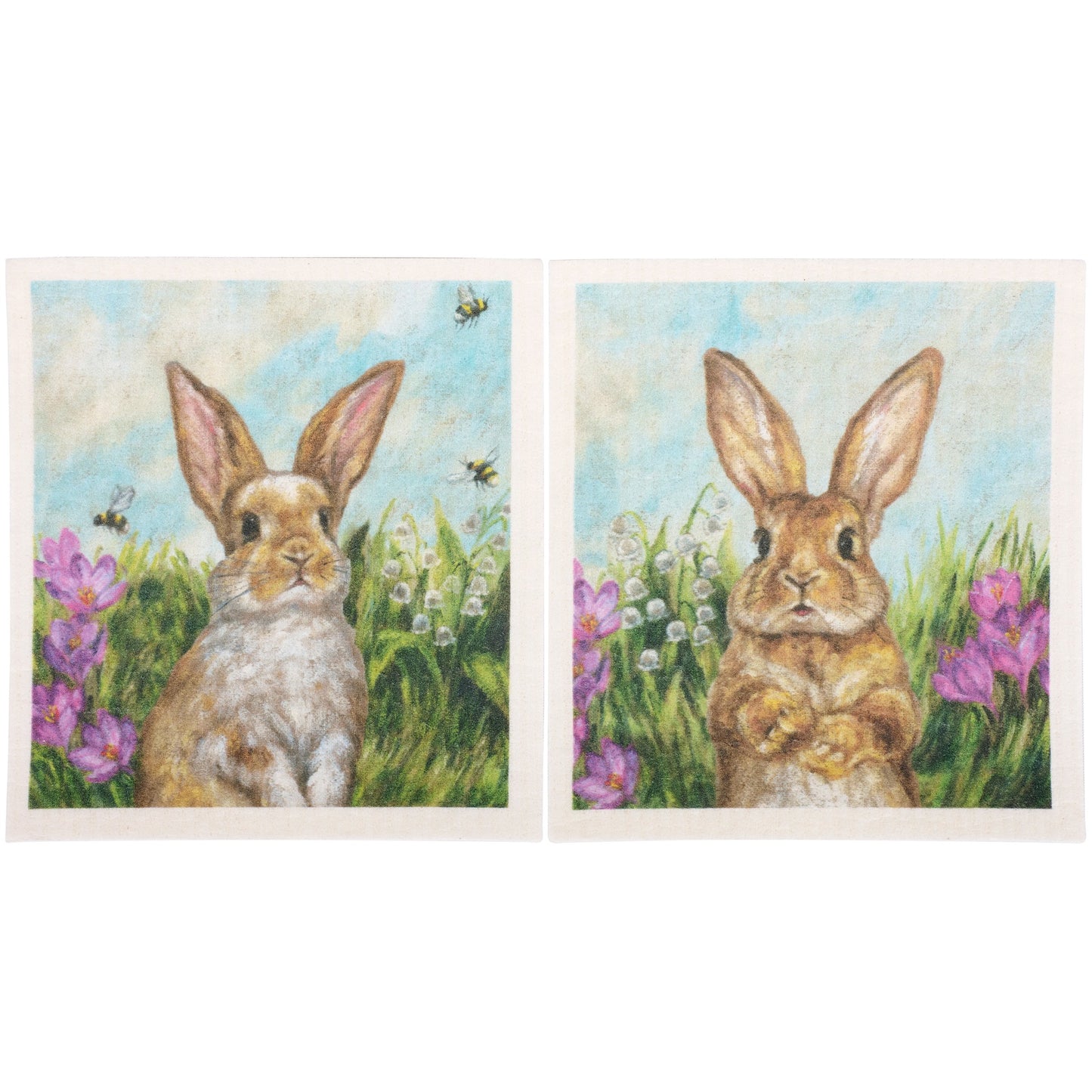 Primitives by Kathy Garden Bunnies Swedish Dishcloth Set