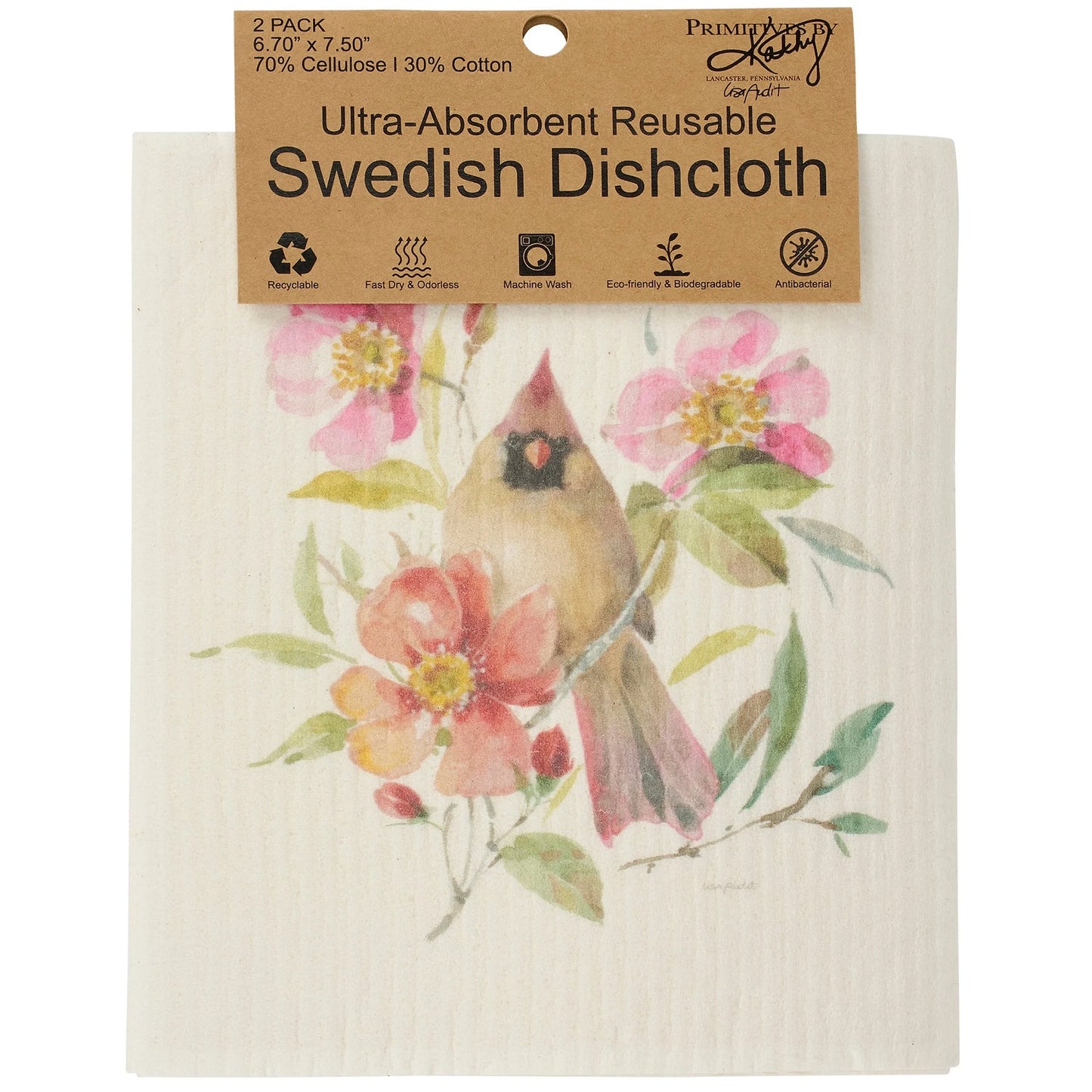 Primitives by Kathy Everyday Cardinal Swedish Cloth Set