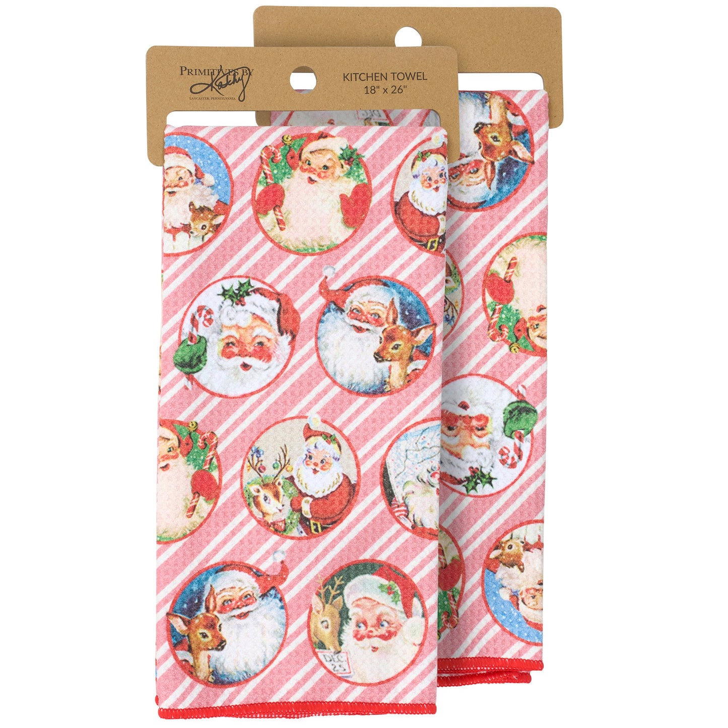 Primitives by Kathy Santa Faces Kitchen Towel - 18" x 26"