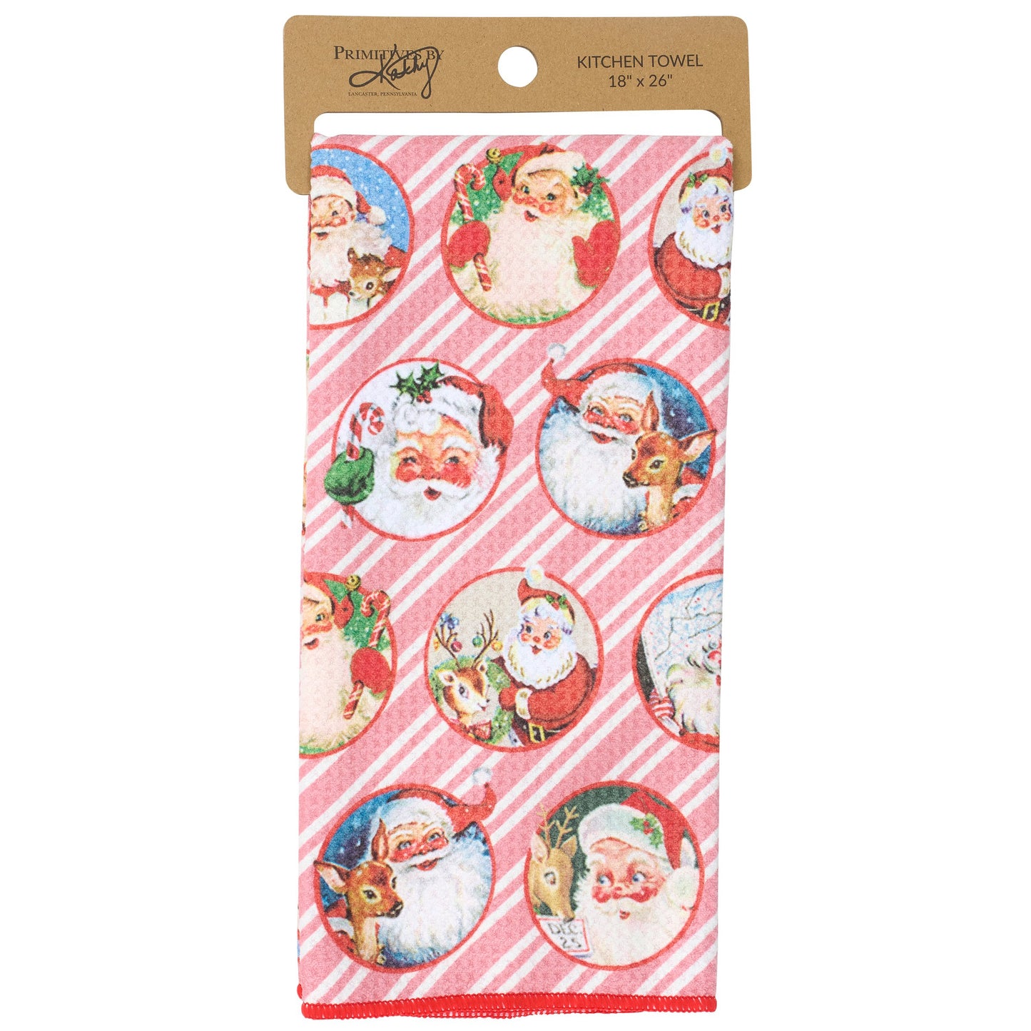 Primitives by Kathy Santa Faces Kitchen Towel - 18" x 26"