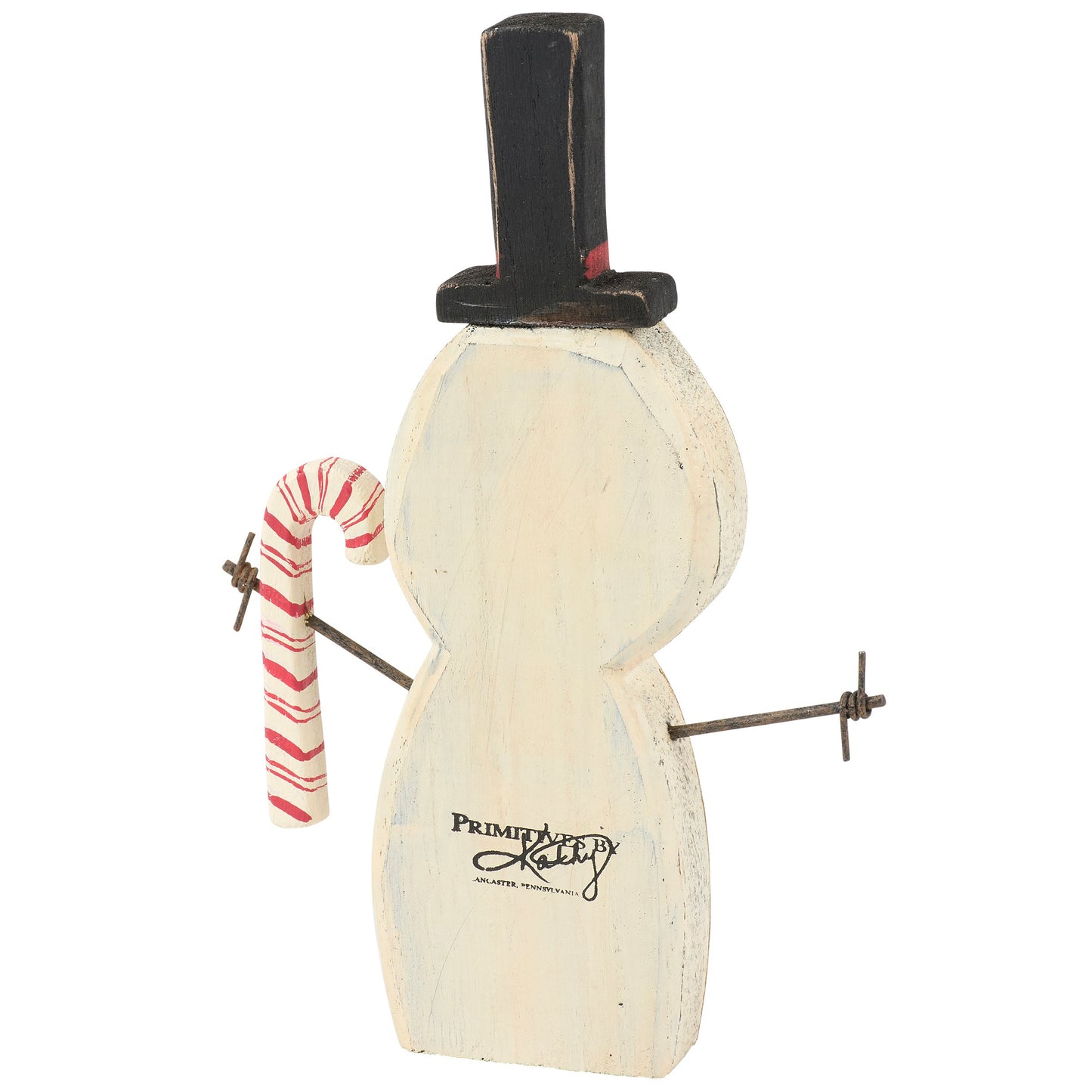 Primitives by Kathy Snowman Candy Cane Chunky Sitter