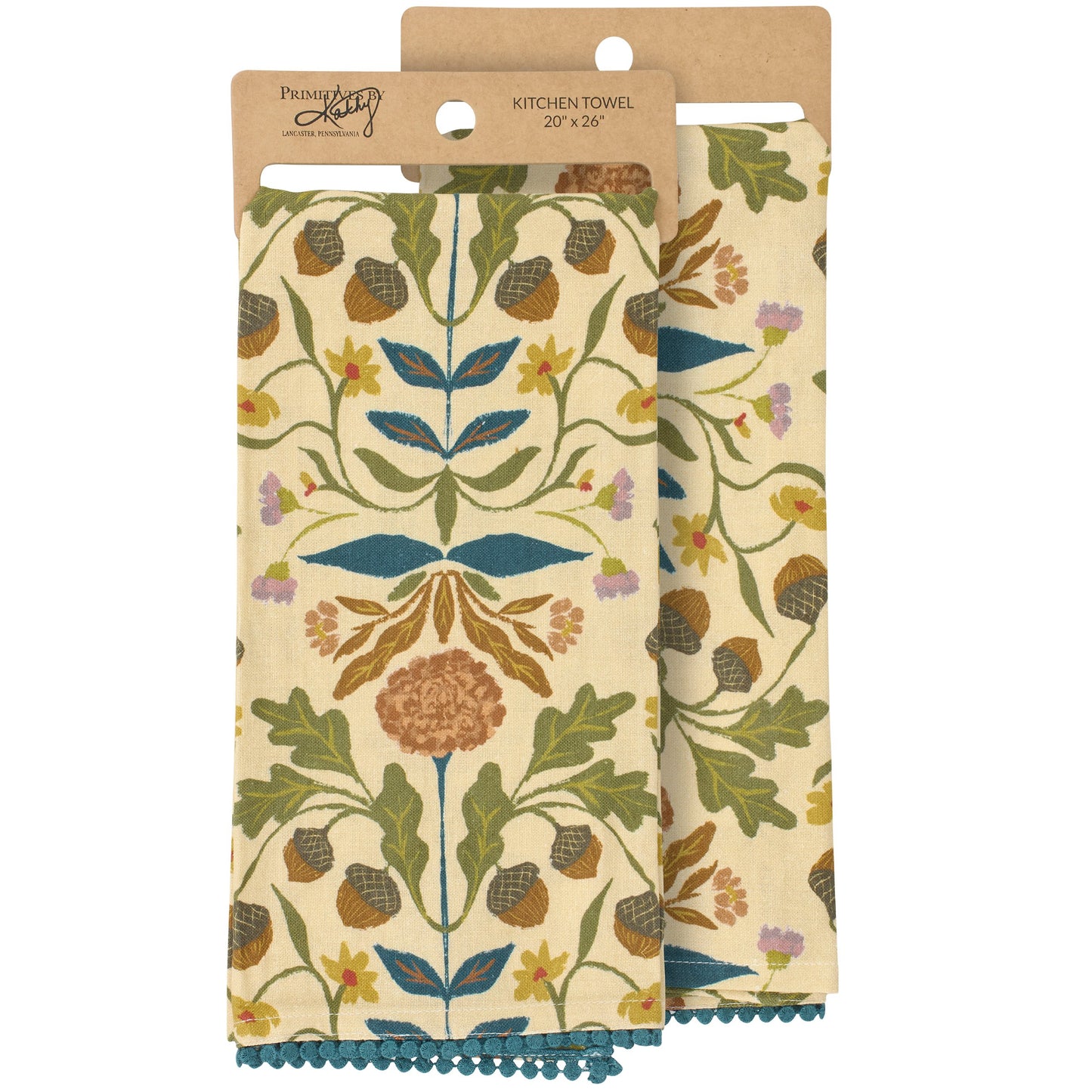 Primitives by Kathy Fall Folk Floral Kitchen Towel - 20" x 26"