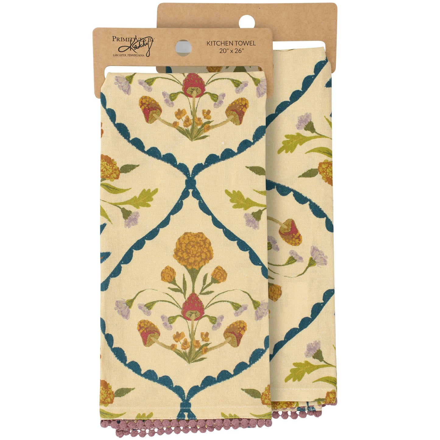 Primitives by Kathy Folk Diamond Floral Kitchen Towel - 20" x 26"
