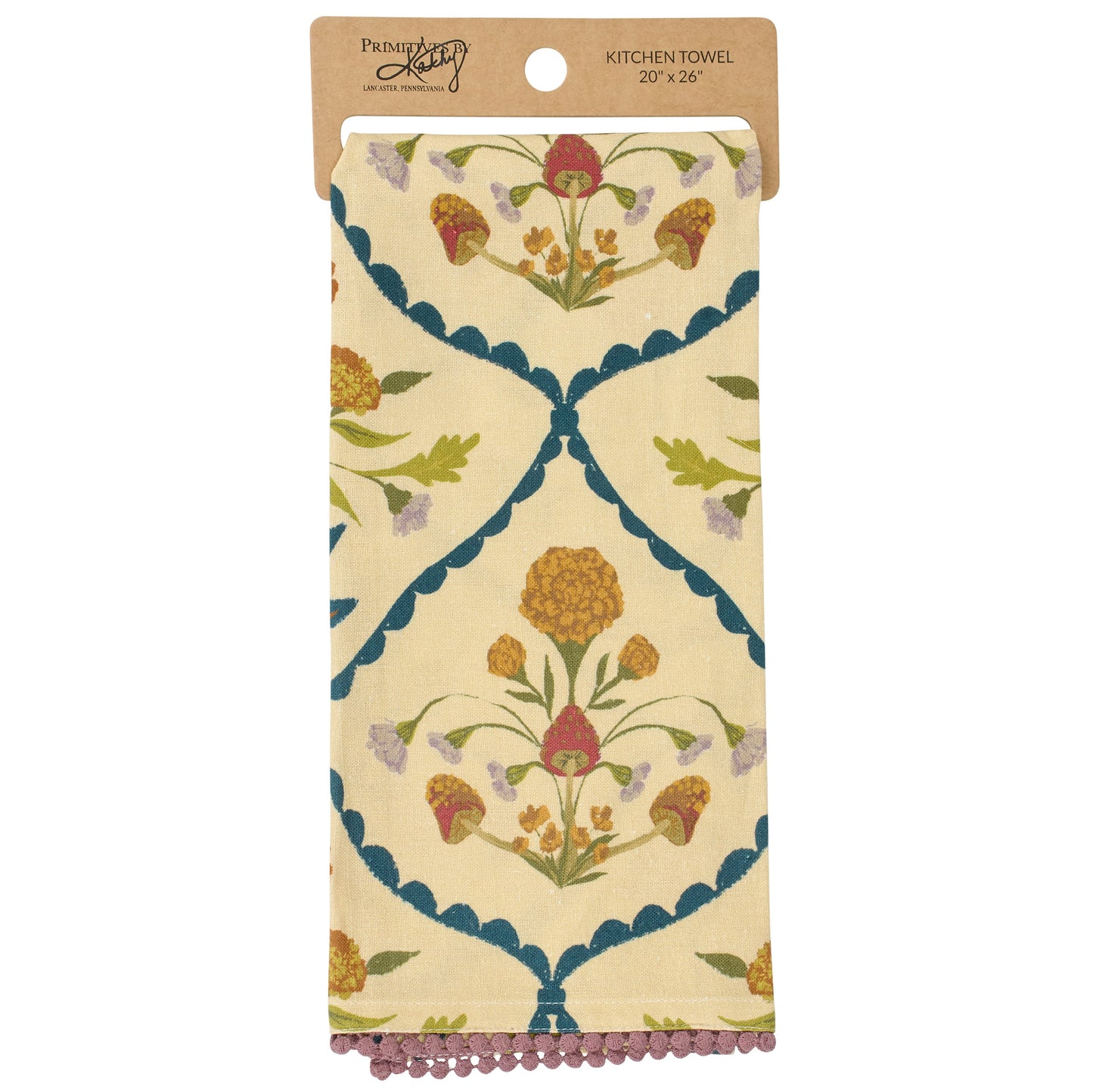 Primitives by Kathy Folk Diamond Floral Kitchen Towel - 20" x 26"