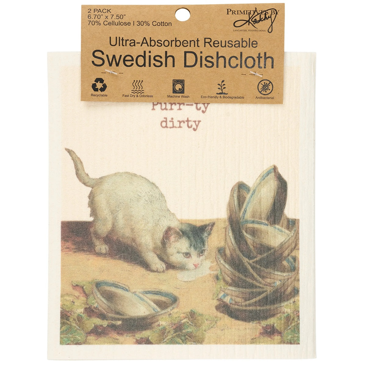 Primitives by Kathy Purrty Dirty Swedish Dishcloth Set