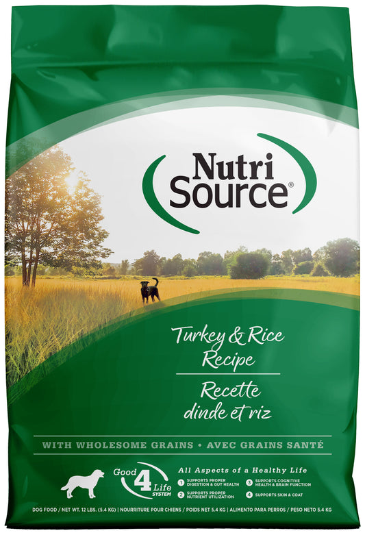NutriSource Turkey & Rice Dog Food with Wholesome Grains - 12LB