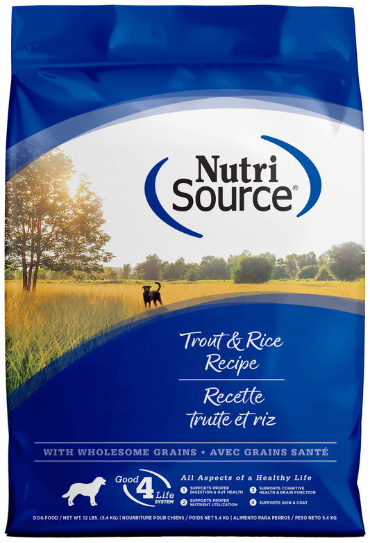 NutriSource Trout and Rice with Wholesome Grains Dry Dog Food - 12LB