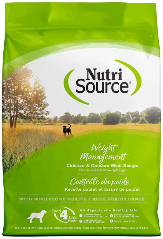 NutriSource Weight Management Dry Dog Food, Chicken and Chicken Meal, 12LB
