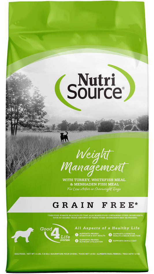 NutriSource Grain Free Weight Management with Turkey, Whitefish Meal & Menhaden Fish Meal Dog Food - 4LB