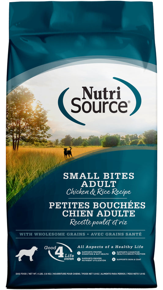NutriSource Small Bites  Adult Chicken & Rice Recipe with Wholesome Grains Dog Food - 4LB