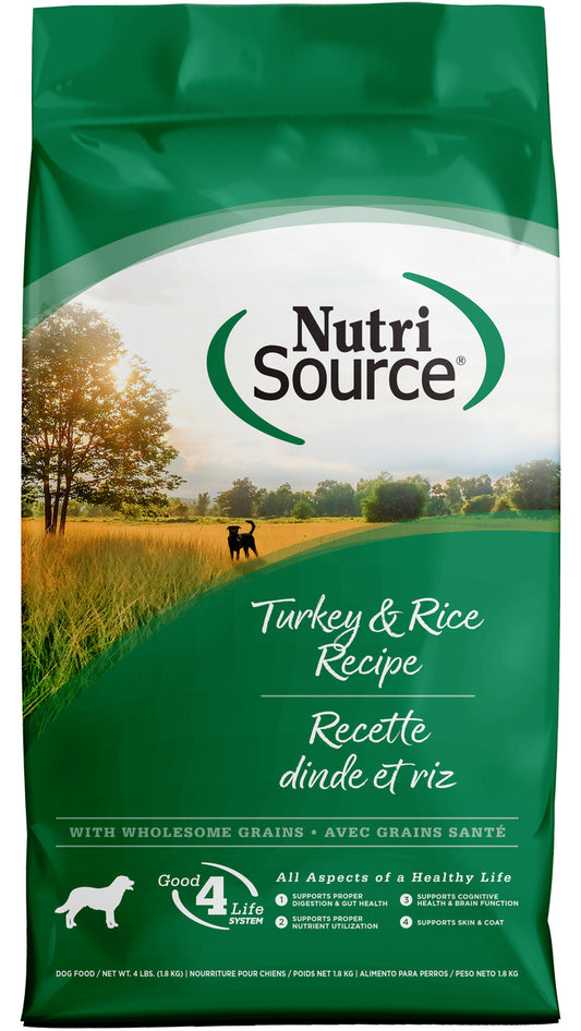NutriSource Turkey & Rice Recipe with Wholesome Grains Dog Food - 4LB