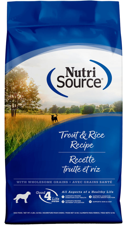 NutriSource Trout & Rice Recipe with Wholesome Grains Dog Food - 4LB