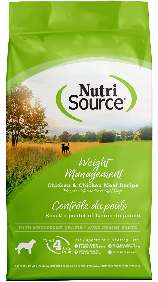 NutriSource Weight Management Chicken & Chicken Meal Recipe Dog Food - 4LB