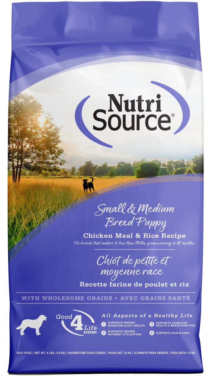 NutriSource Small & Medium Breed Puppy Chicken Meal & Rice Recipe Dog Food - 4LB