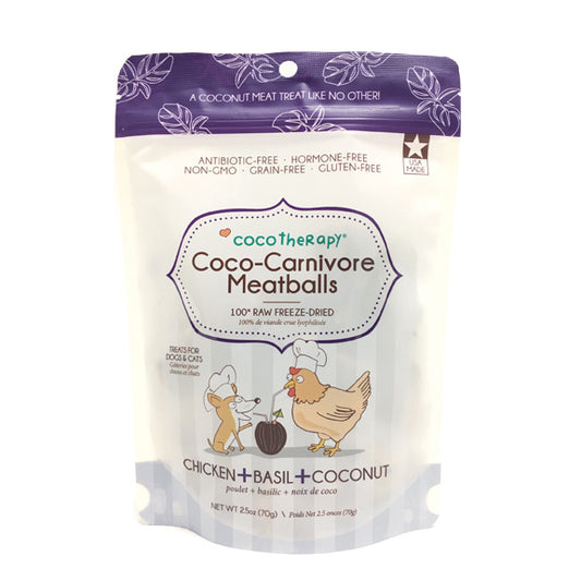 CocoTherapy Coco-Carnivore Meatballs Dog Treats, Chicken + Basil + Coconut