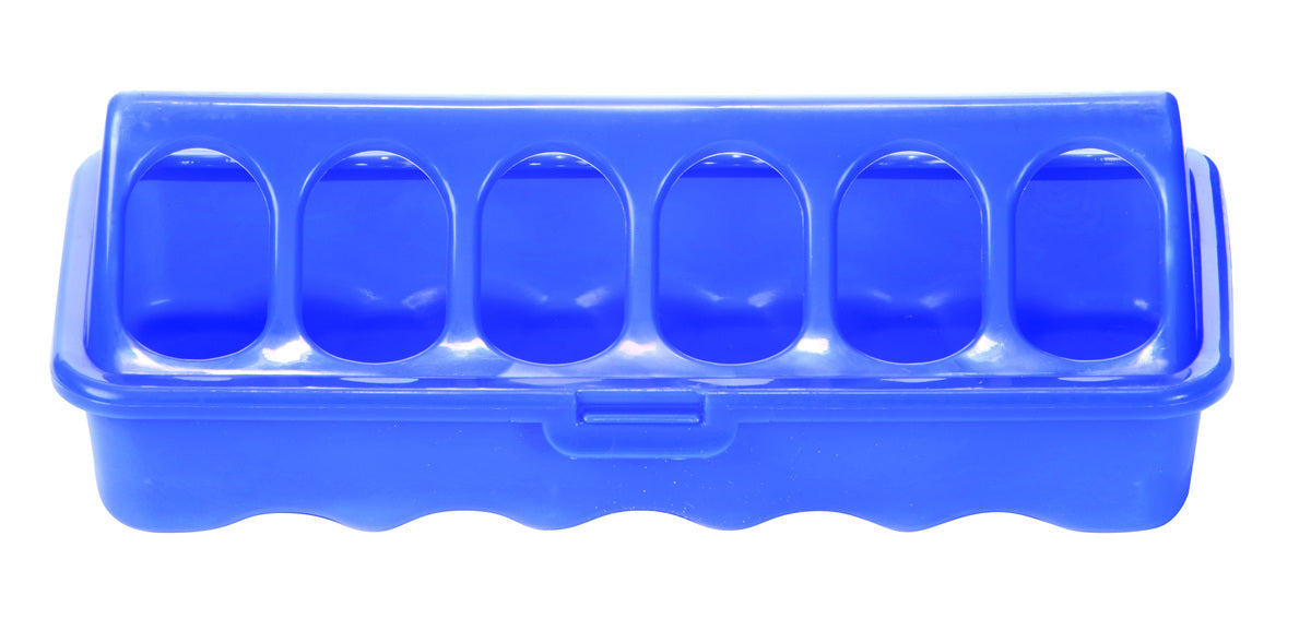 Double-Tuf Ground Chick Plastic Ground Poultry Feeder - Blue