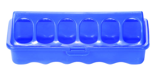Double-Tuf Ground Chick Plastic Ground Poultry Feeder - Blue