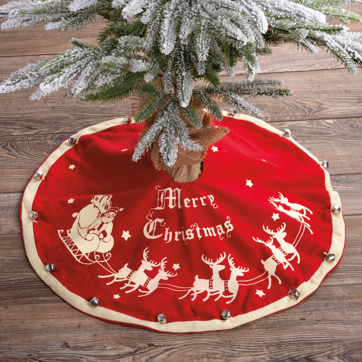 Primitives by Kathy Santa And Sleigh Medium Vintage Tree Skirt