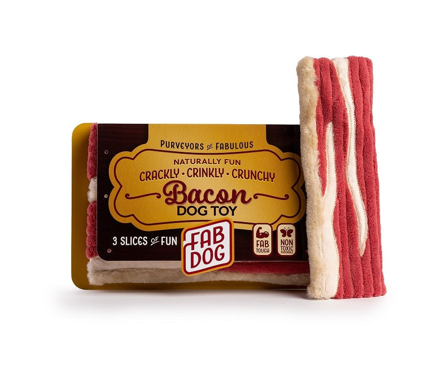 fabdog Packaged Bacon Dog Toy (3 Bacon Strip toys)