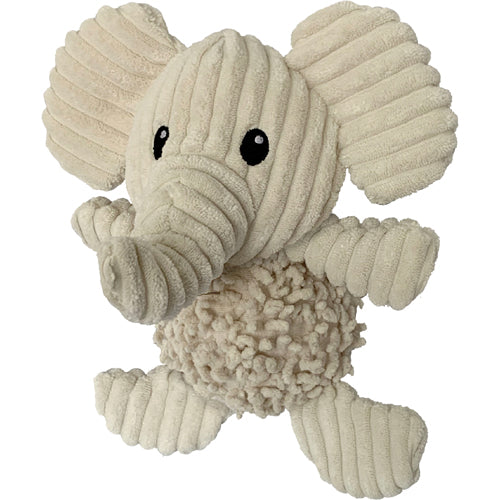 Petlou Durable Natural Nubby Plush Dog Toys with Squeaker and Crinkle Paper - 10" Natural Elephant